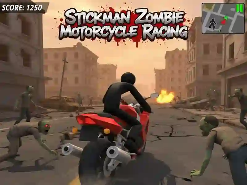 Spēle Stickman zombiju motociklu sacīkstes online
